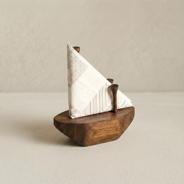 Wooden Sailboat Napkin Holder With Pattern