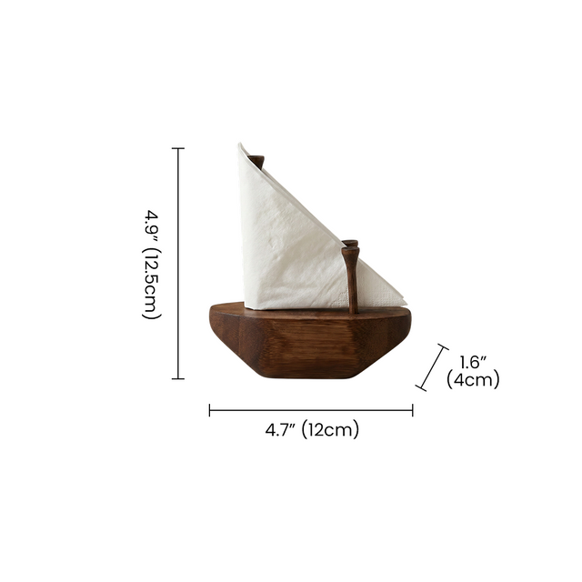 Wooden Sailboat Napkin Holder With Size