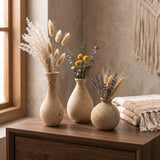 Wooden Vase Set With Dried Flowers