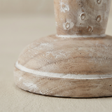 Handcrafted Wood Cactus Candle Holder - Whitewashed Rustic Boho Candlestick for Table, Shelf & Mantel