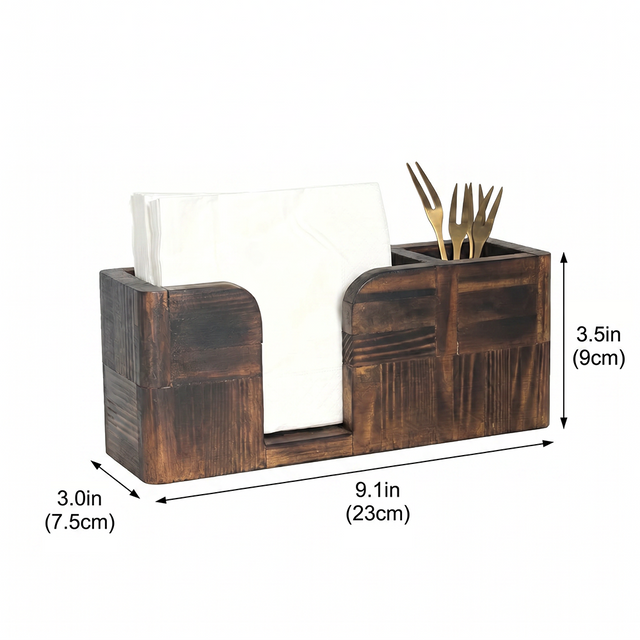 Wooden napkin holder size dimension chart
