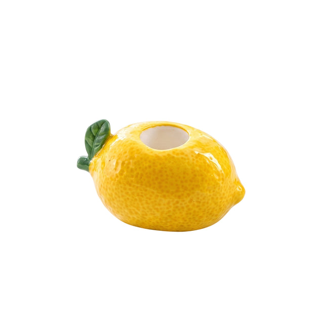 Yellow Lemon Shaped Ceramic Candle Holder
