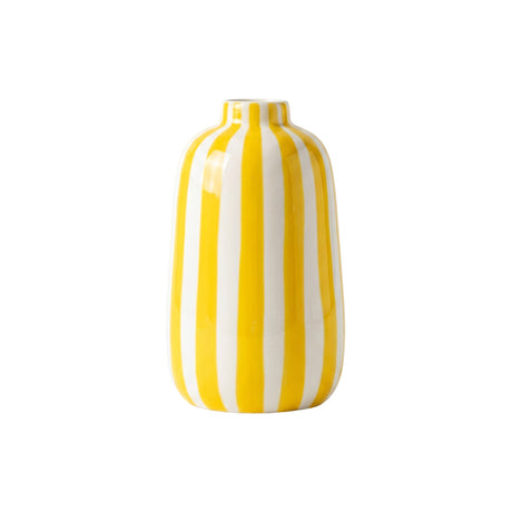 Yellow White Striped Ceramic Vase