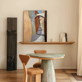 abstract minimalist oil canvas wall painting against the wall