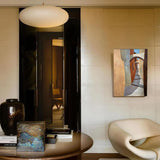 abstract minimalist oil canvas wall painting in the room