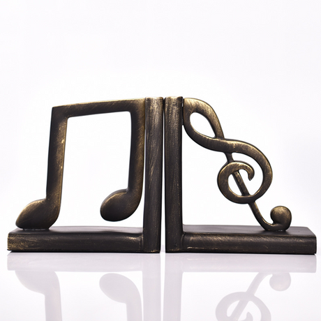 antique resin decorative musical note bookends