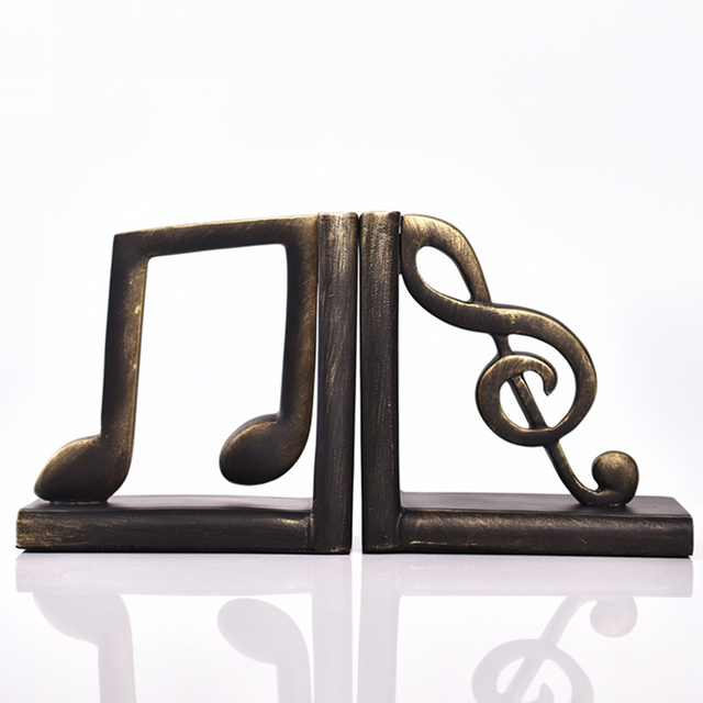 antique resin decorative musical note bookends