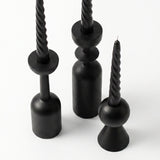 black candle holders with spiral taper candles