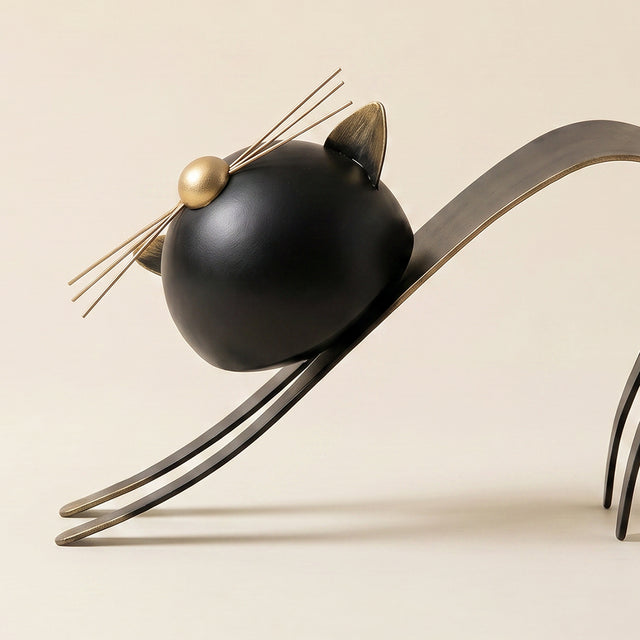 black cat sculpture whiskers detail