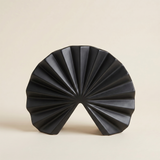 black fan pleated ceramic decor on beige