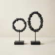 black stone ring sculptures pair front view