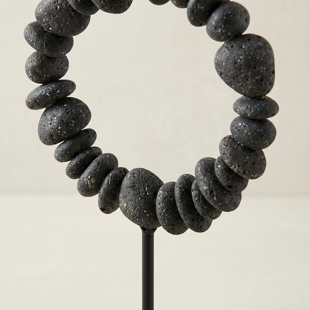 black stone ring texture close up
