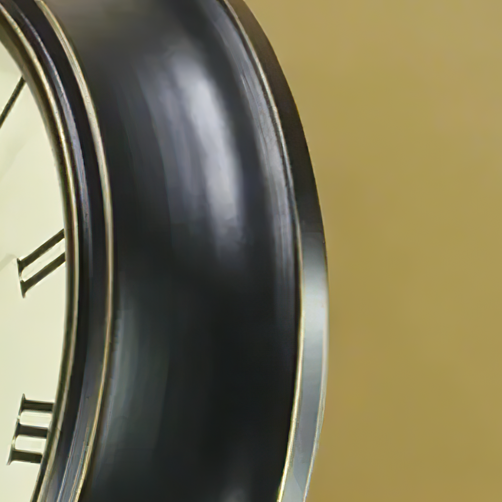 black wall clock details