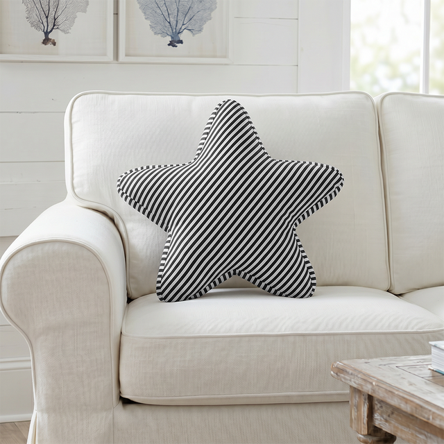 black white striped starfish throw pillow