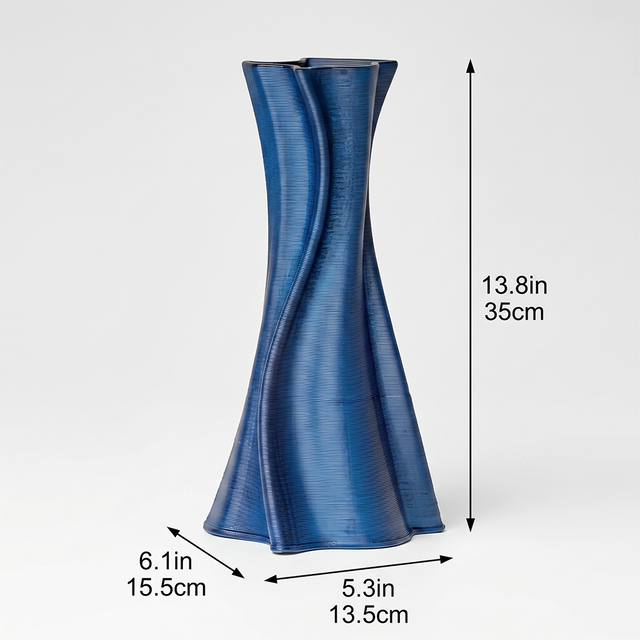 blue twisted vase dimensions size chart
