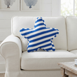 blue white striped starfish throw pillow