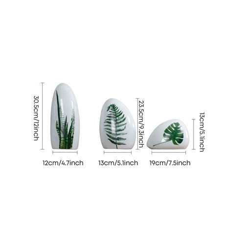 botanical leaf ceramic objets dimensions size chart