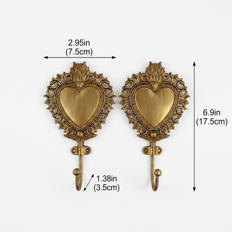 brass heart wall hooks dimensions size chart