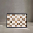 brown horsehair checkered decorative tray
