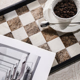 brown horsehair checkered decorative tray details