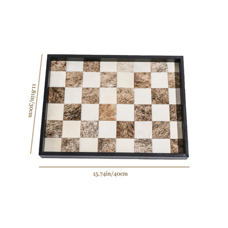 brown horsehair checkered decorative tray size chart