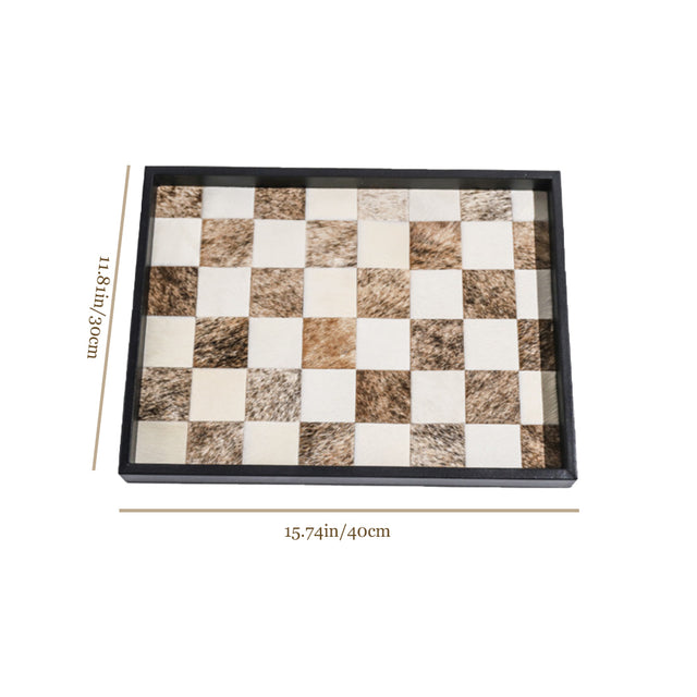 brown horsehair checkered decorative tray size chart