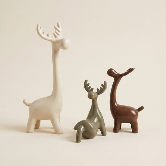 ceramic deer figurines group photo