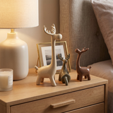 ceramic deer on bedside nightstand