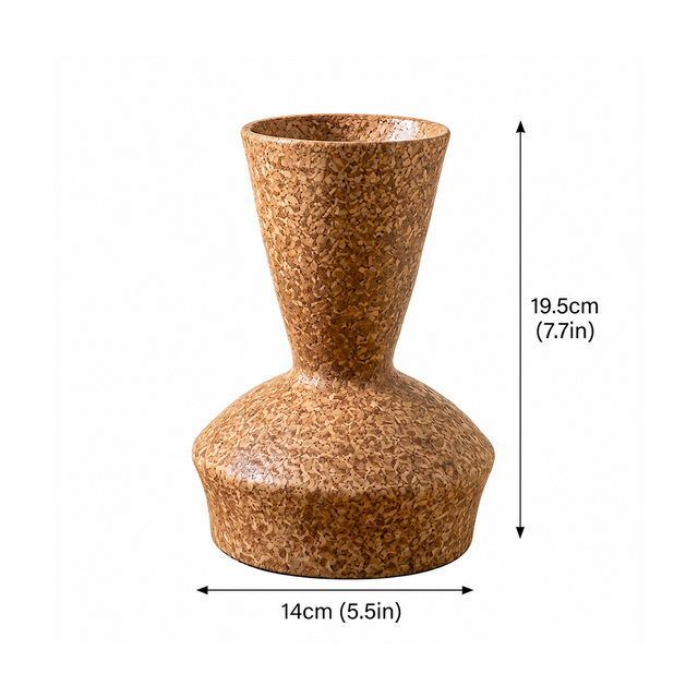ceramic vase with dimensions annotated on white