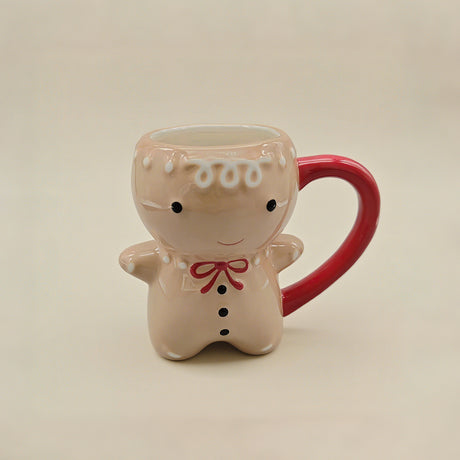 christmas 3d sculpted ceramic gingerbread man mug 08125