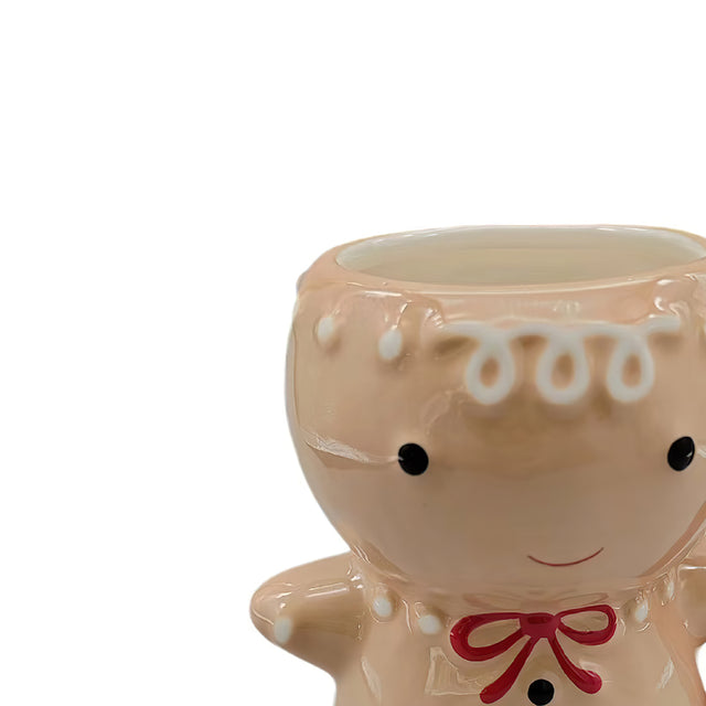 christmas 3d sculpted ceramic gingerbread man mug details