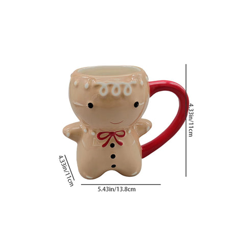 christmas 3d sculpted ceramic gingerbread man mug size chart
