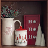 christmas santa ceramic canister in the cabinet