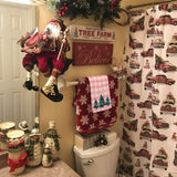christmas tree dish towels in bathroom
