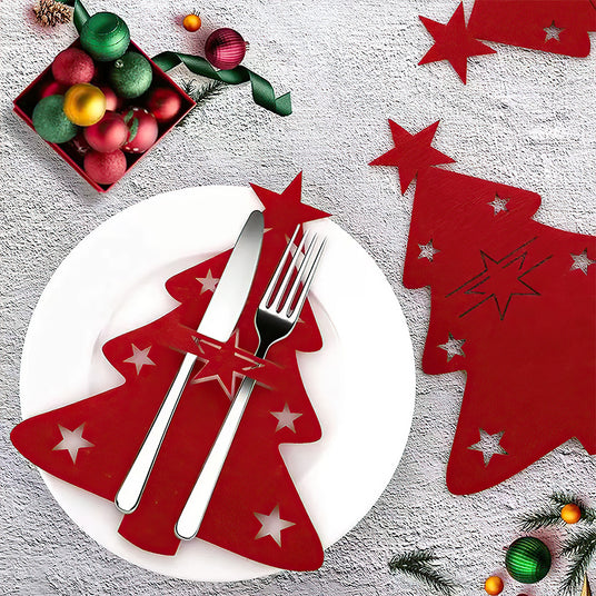 christmas tree fork & knife holder details