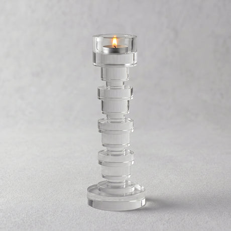 clear stacked crystal tealight candle holder