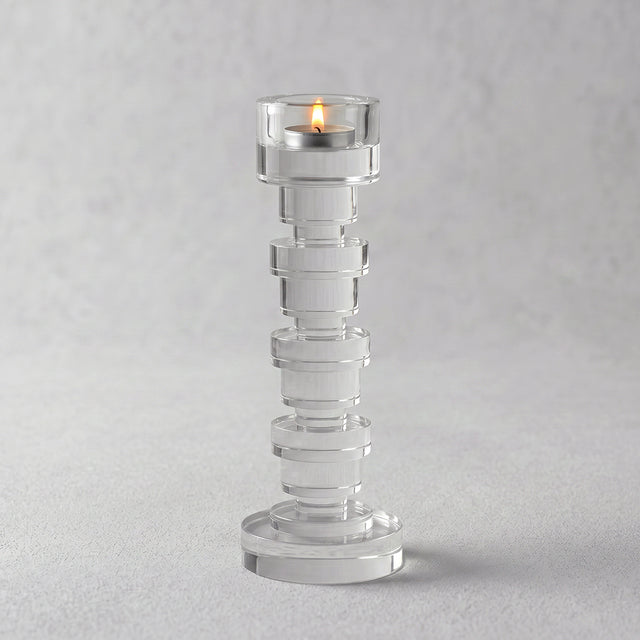 clear stacked crystal tealight candle holder