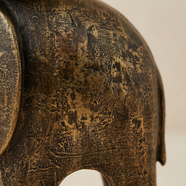 close up of antique brass elephant texture