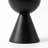 close up of black conical candle holder base