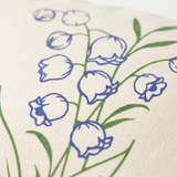 close up of blue lily flower embroidery