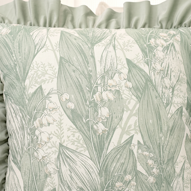 close up of botanical lily floral pillow pattern