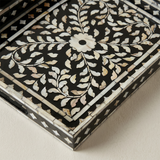 close up of pearl inlay tray flower pattern