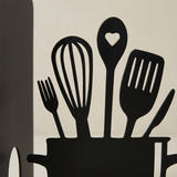 close up of utensil metal bookend silhouette
