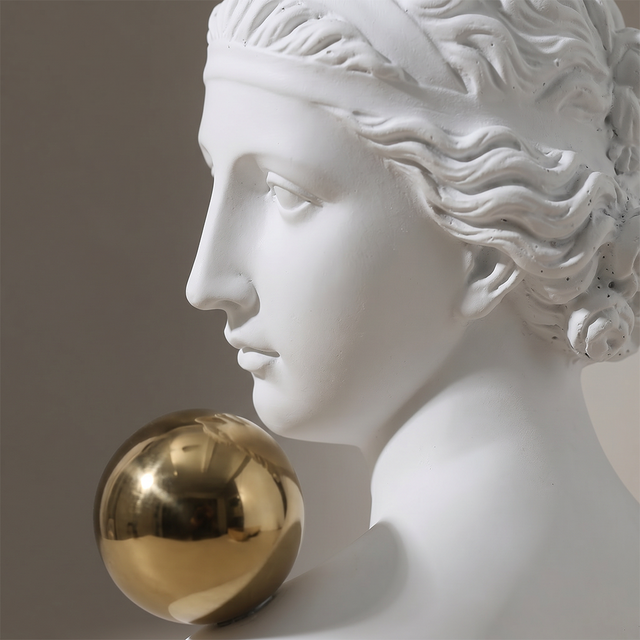 close up profile of white classical bust