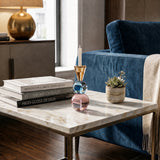 colorful crystal candle holder on marble table