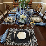 dark grey polyester placemats with tableware 
