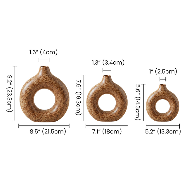 donut ceramic vases three sizes dimensions