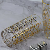 elegant gold rimmed drinking glasses details