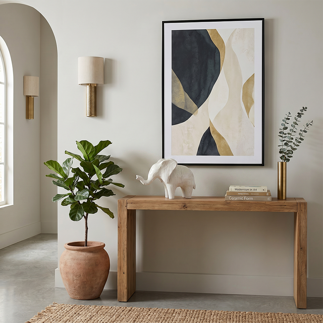 elephant sculpture on entryway console