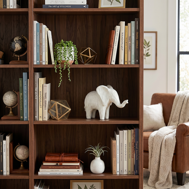 elephant sculpture on white shelf